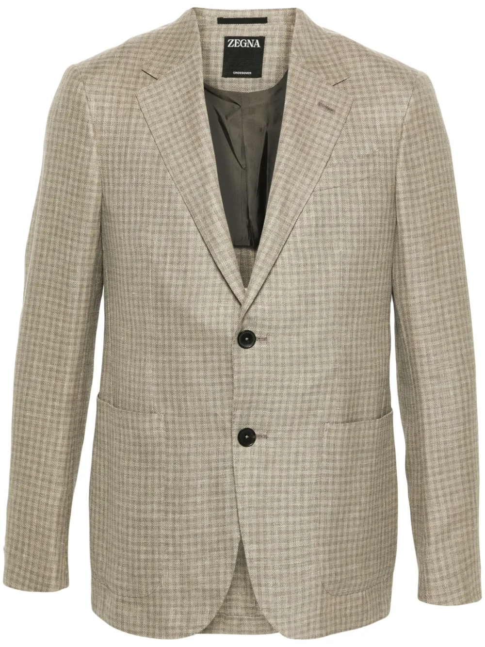 

Однобортный пиджак в клетку гингем Zegna, нейтральный