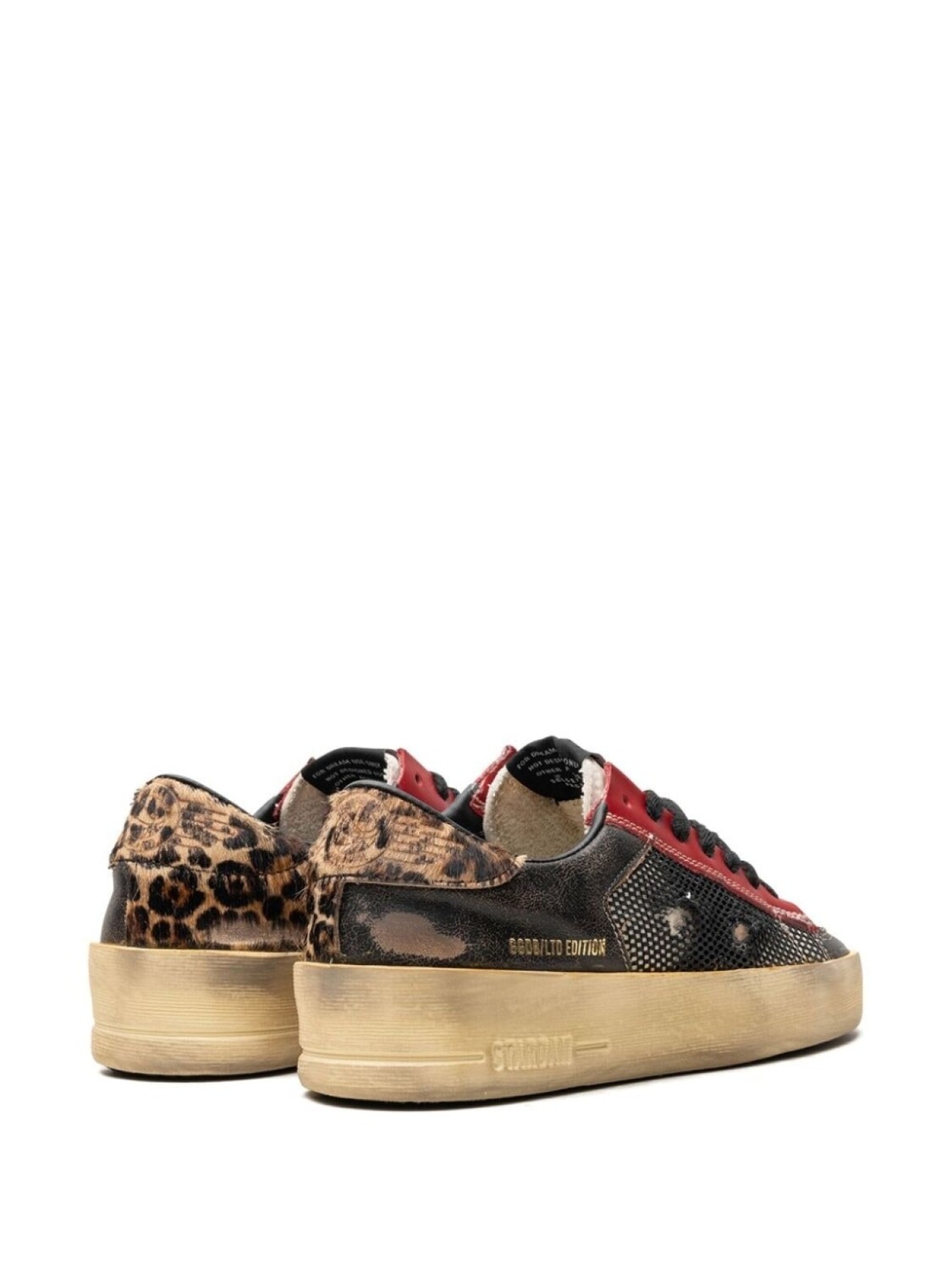 Golden Goose кроссовки Stardan "Черный/Красный/Леопардовый/Коричневый", черный — фото 3