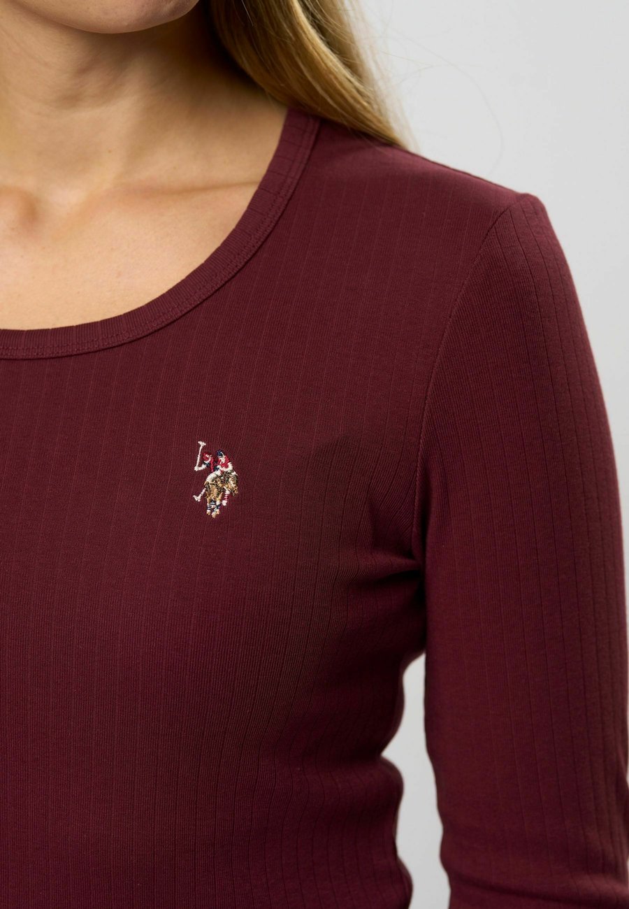 Топ U.S. Polo Assn. Long sleeved top, Tawny Port/Bordeaux — фото 4