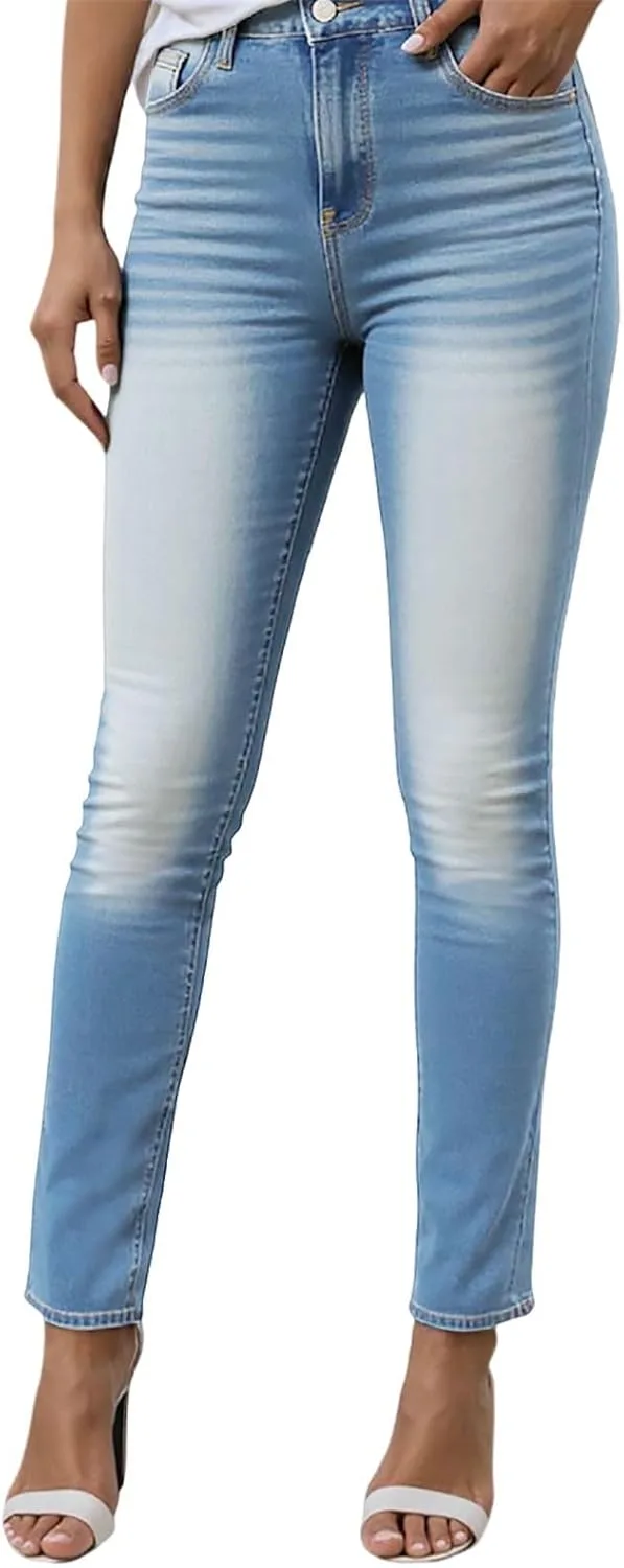 Джинсы для женщин High Waist Stretchy Denim Straight Leg