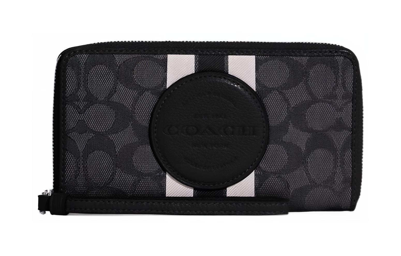 

COACH Демпси Жаккард с рельефной кожей кошелек монетница большой женский черный