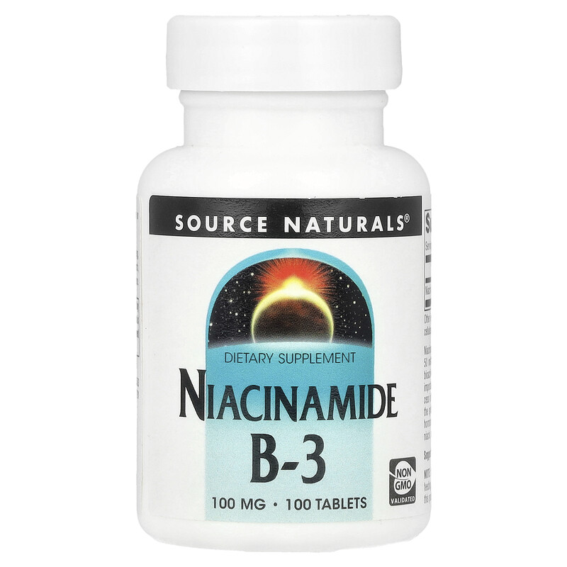 

Source Naturals, Ниацинамид B3, 100 мг, 100 таблеток