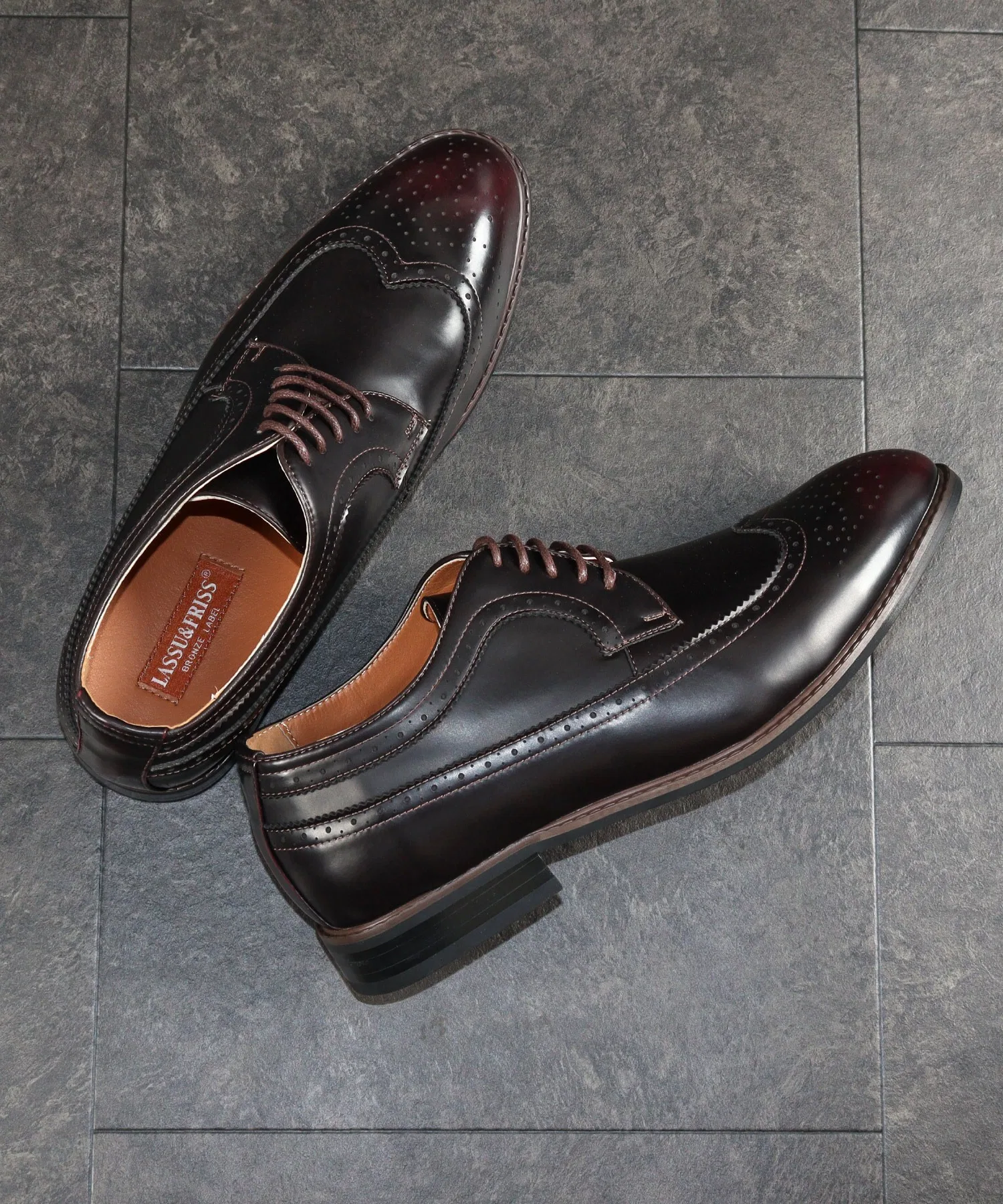 Мужские туфли LASSU&FRISS Wingtip из искусственной кожи коричневые