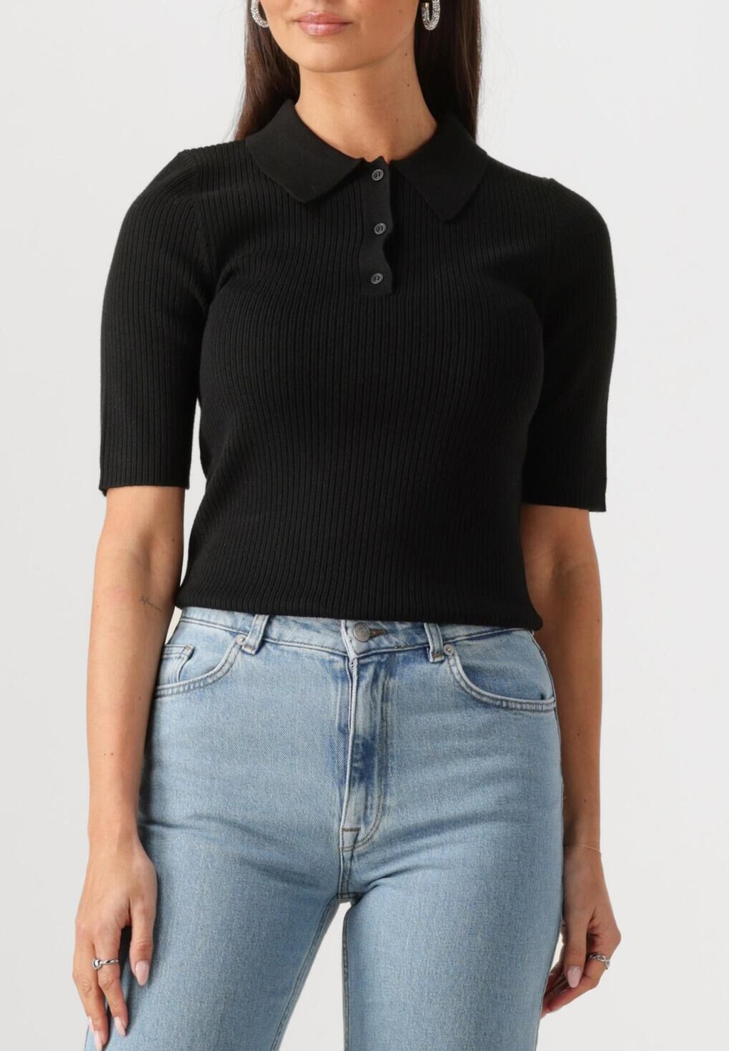 

Рубашка поло HELEN COLLAR Selected Femme, черный