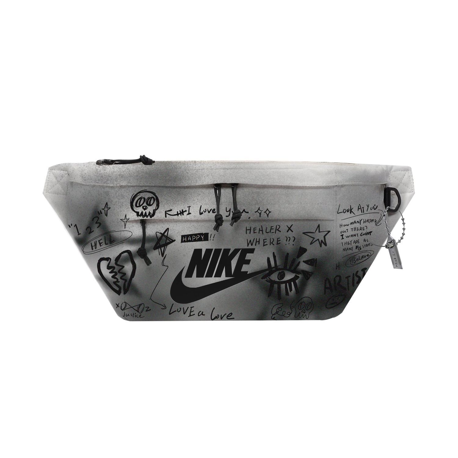 

Nike Одноплечевая сумка через плечо из ткани поясная сумка унисекс черная серая, Black Gray