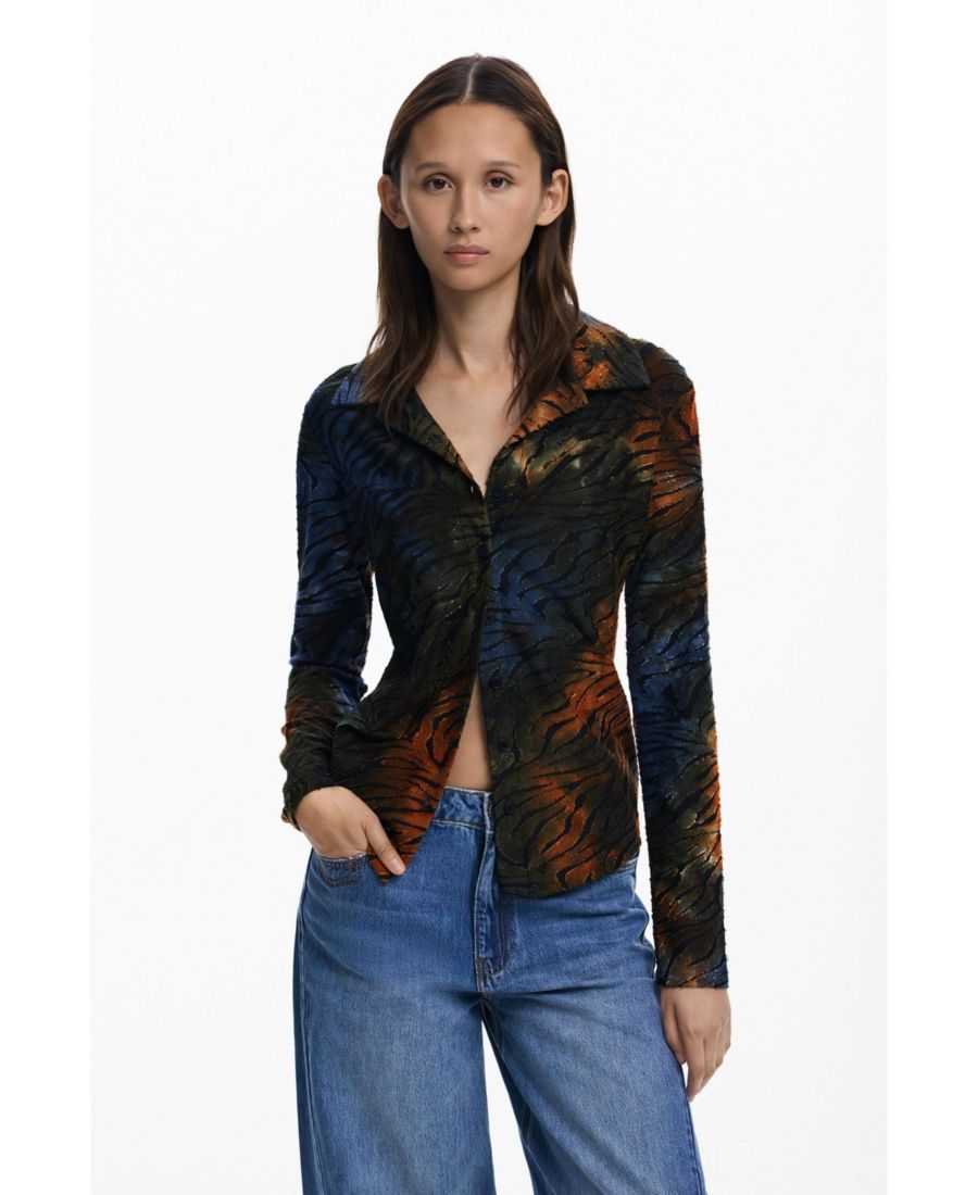 

Женская футболка с пуговицами и животным принтом Desigual, Green, Зеленый, Женская футболка с пуговицами и животным принтом Desigual, Green