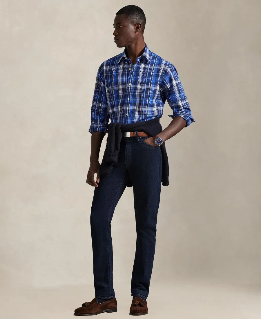 Мужская классическая клетчатая рубашка для активного отдыха Polo Ralph Lauren, синий мультиколор — фото 2