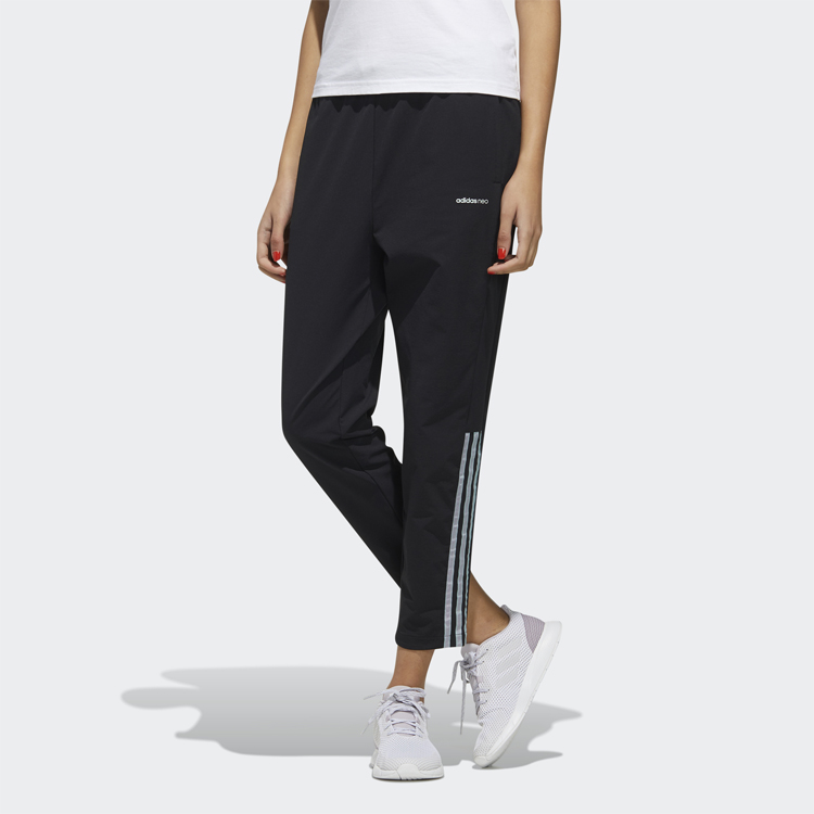 Adidas Neo Прямые спортивные брюки женские черные — фото 4