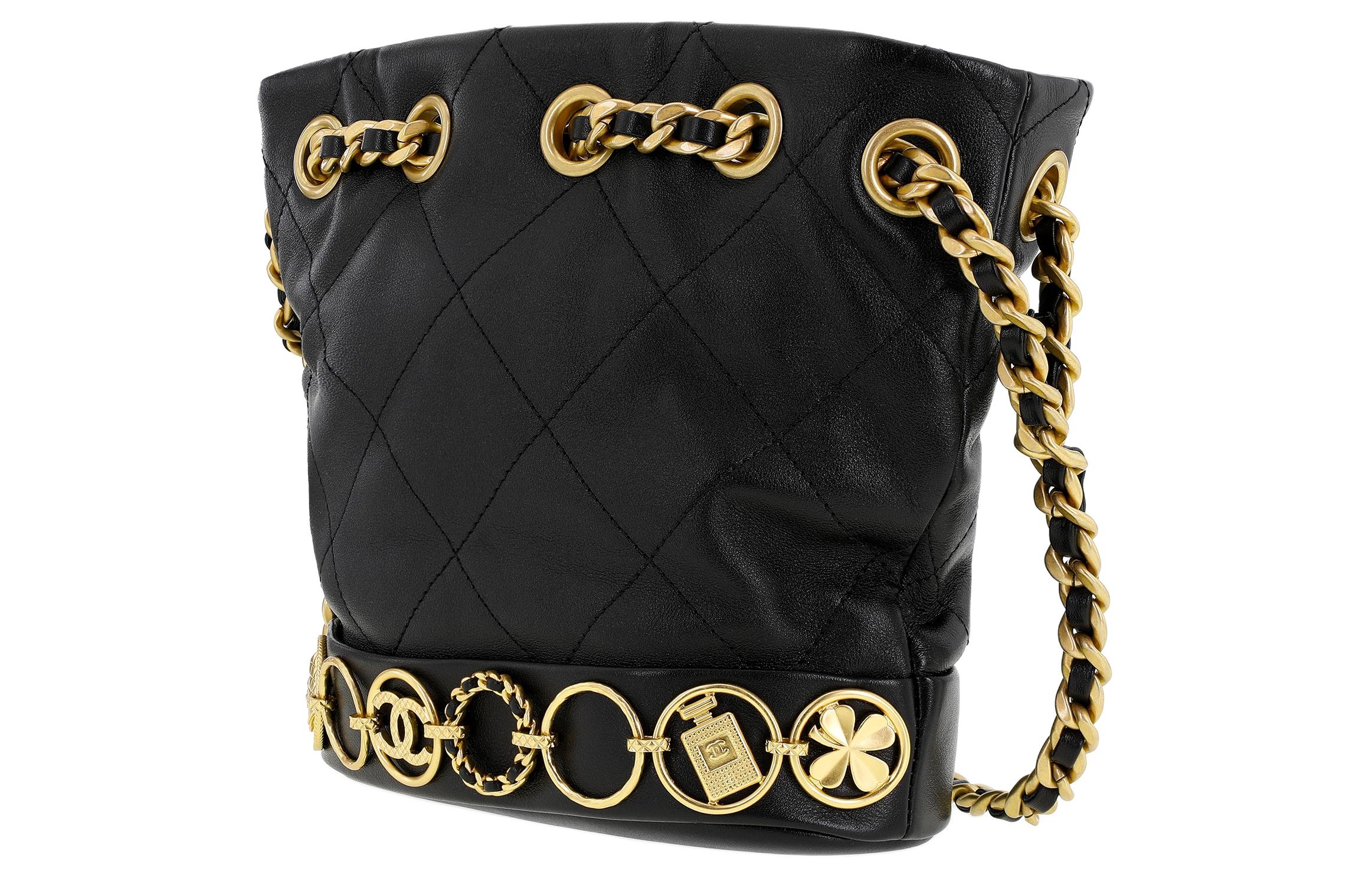 Сумка-ведро из телячьей кожи, сумка через плечо, кросс-боди Trumpets Women's Black CHANEL — фото 4