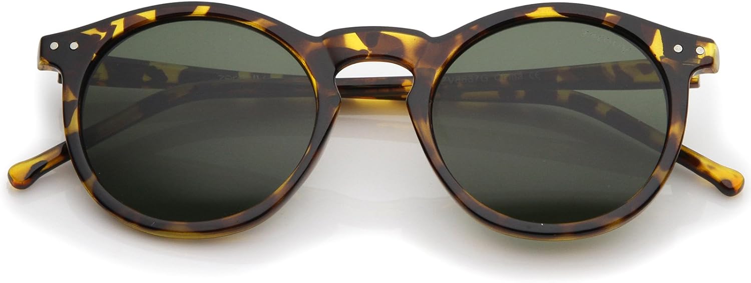 

Солнцезащитные очки zeroUV Retro Horn Rimed Keyhole Nose Bridge P3 Round 49mm в ретро-оправе с роговым рисунком и переносицей в форме замочной скважины, Shiny Yellow-tortoise / Green