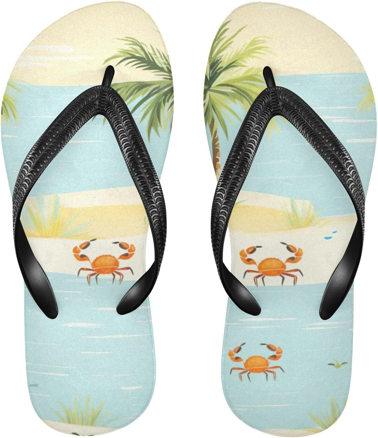 

Женские и мужские пляжные сандалии-шлепанцы Crab Coconut Tree для лета, отдыха, душа Kfbe