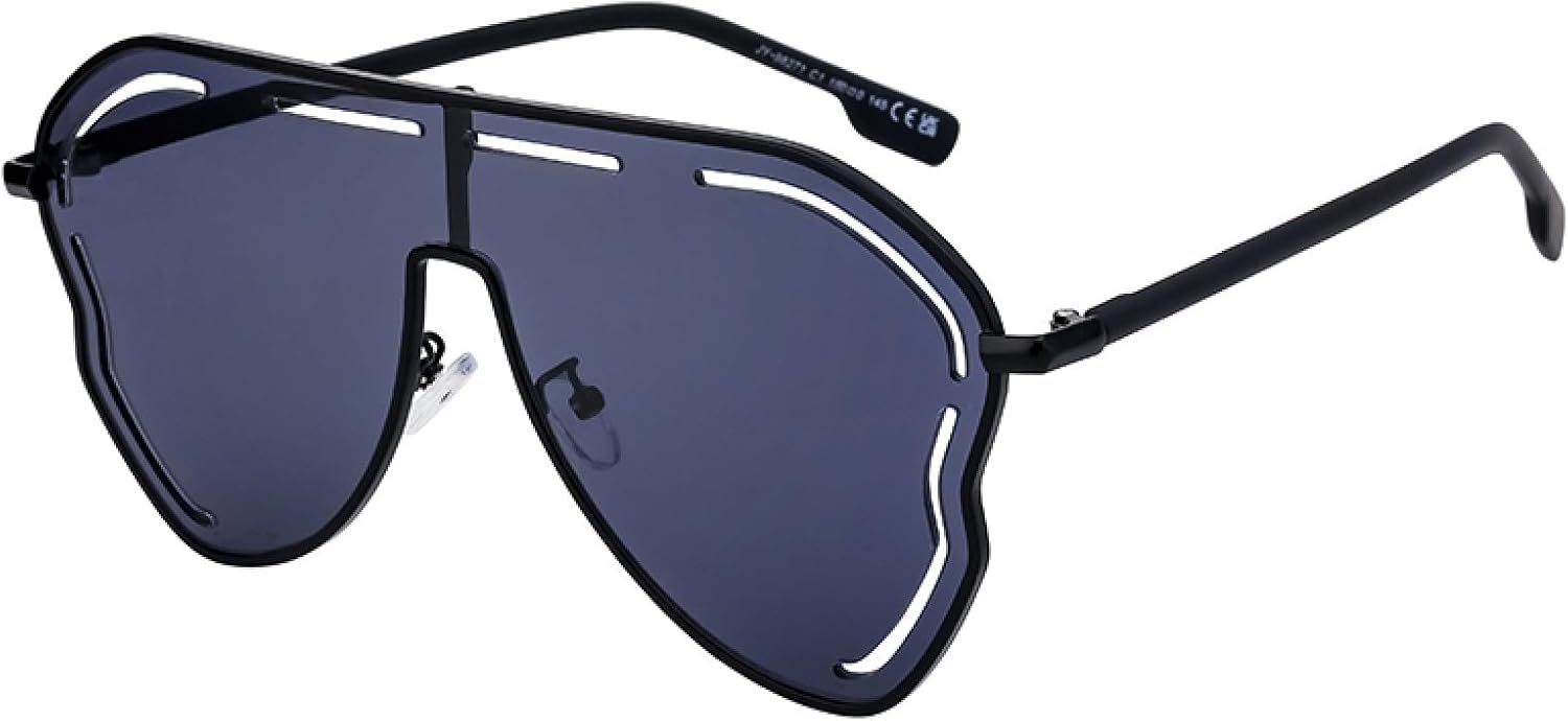 

Большие солнцезащитные очки-щиток в стиле панк для женщин, роскошные, с металлическим корпусом, в большой оправе, с защитой от УФ-излучения UV400 TOIPASTN, C1mattblack