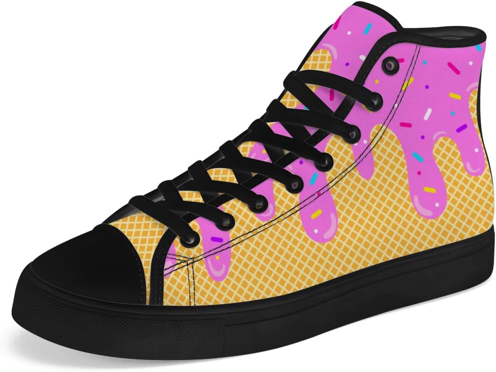 

Высокие кеды из холста с мороженым, высокие кроссовки на шнуровке, повседневная обувь, подарок для мужчин и женщин Chebing, желтый