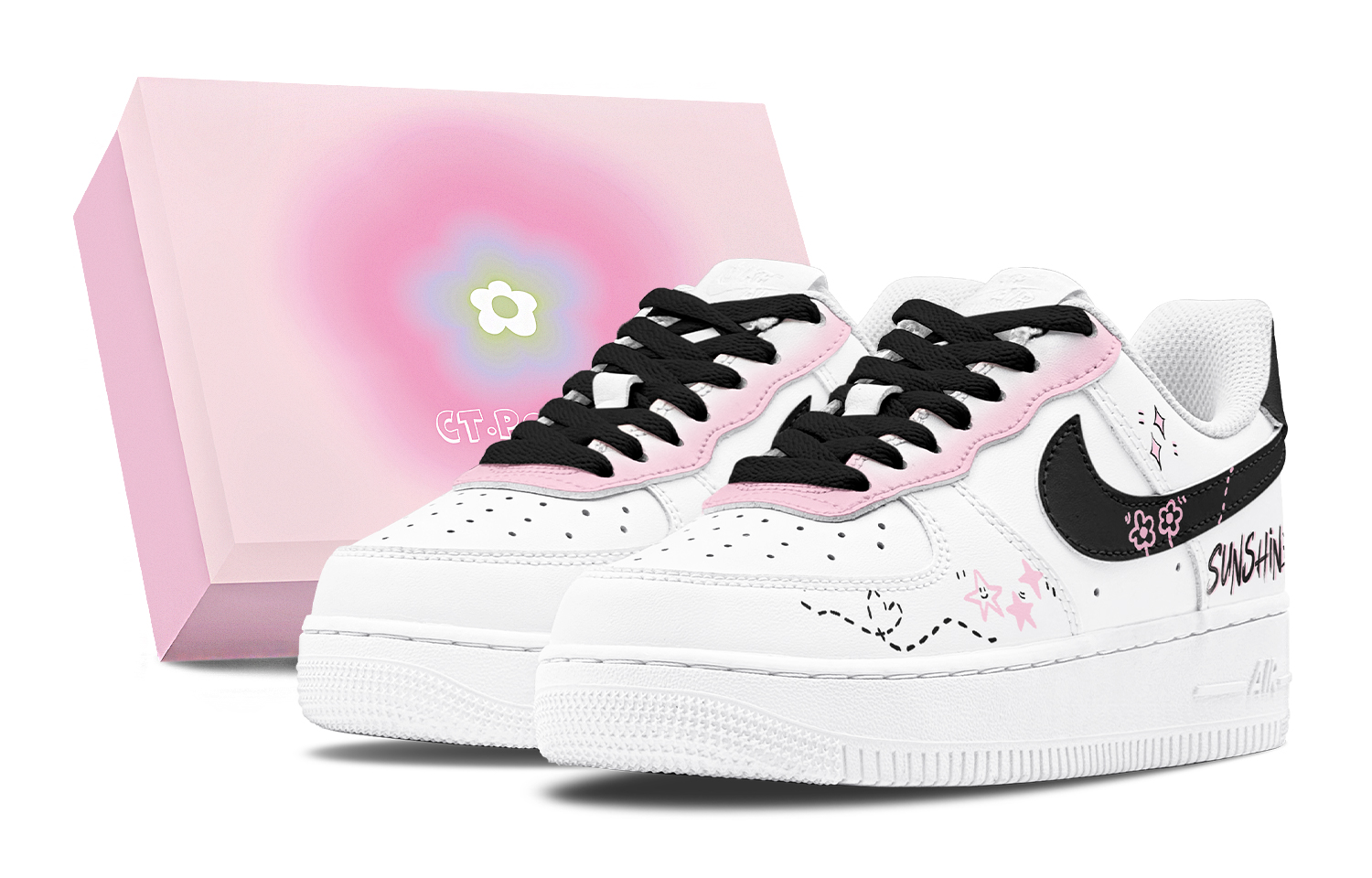 

Кроссовки Air Force 1 LE с низким верхом, устойчивые к истиранию и скольжению, для детей и подростков Nike, черный/розовый