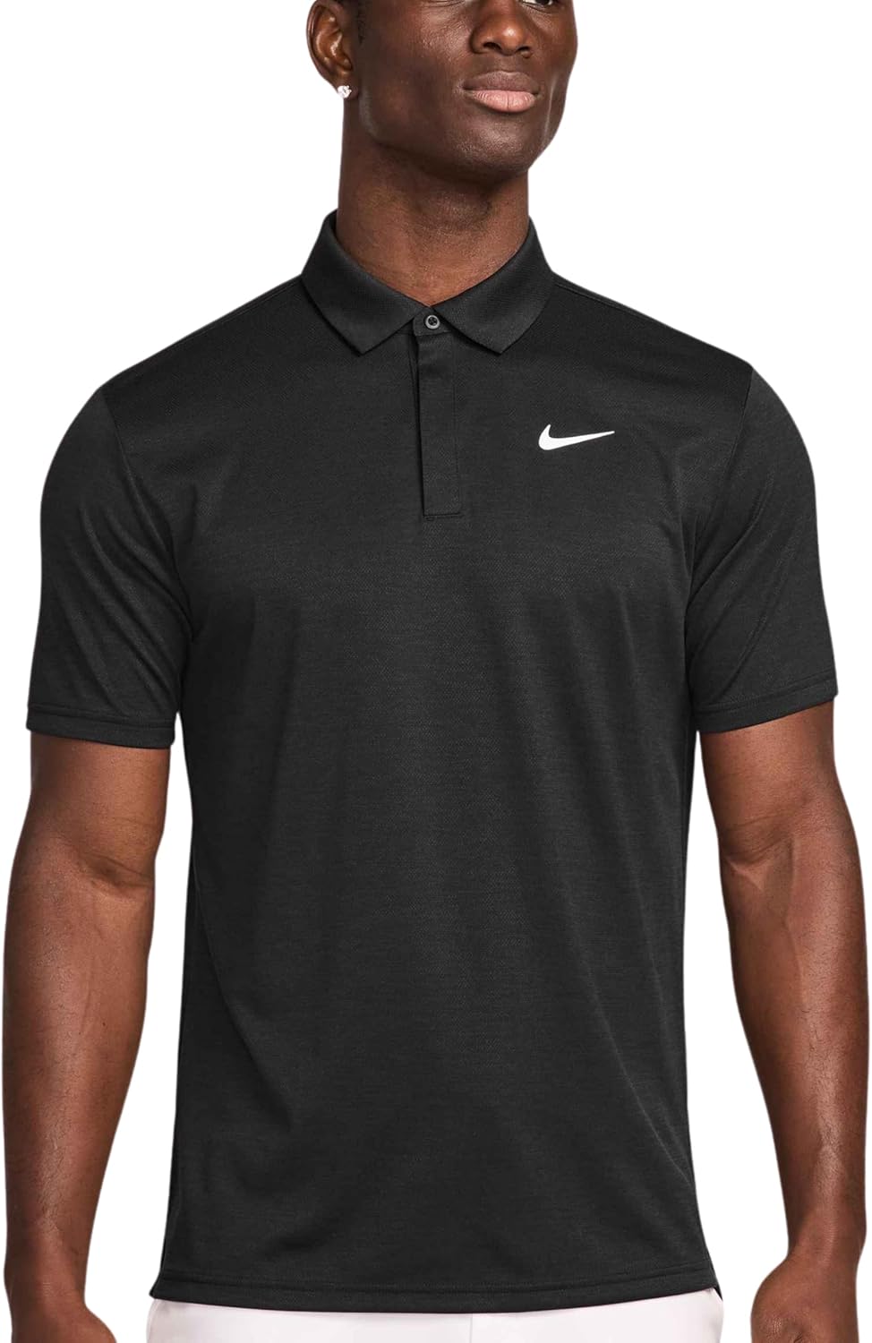 

Мужская футболка-поло для гольфа Nike Dri-FIT Tour, эластичная в 4 направлениях, отводящая влагу, Black | White (Honeycomb)