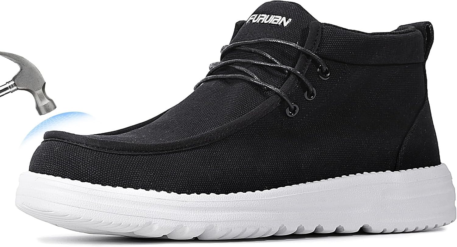 

Мужские высокие ботинки с стальной носовой частью Furuian, легкие туфли из холщового материала, защитная обувь для мужчин, черный