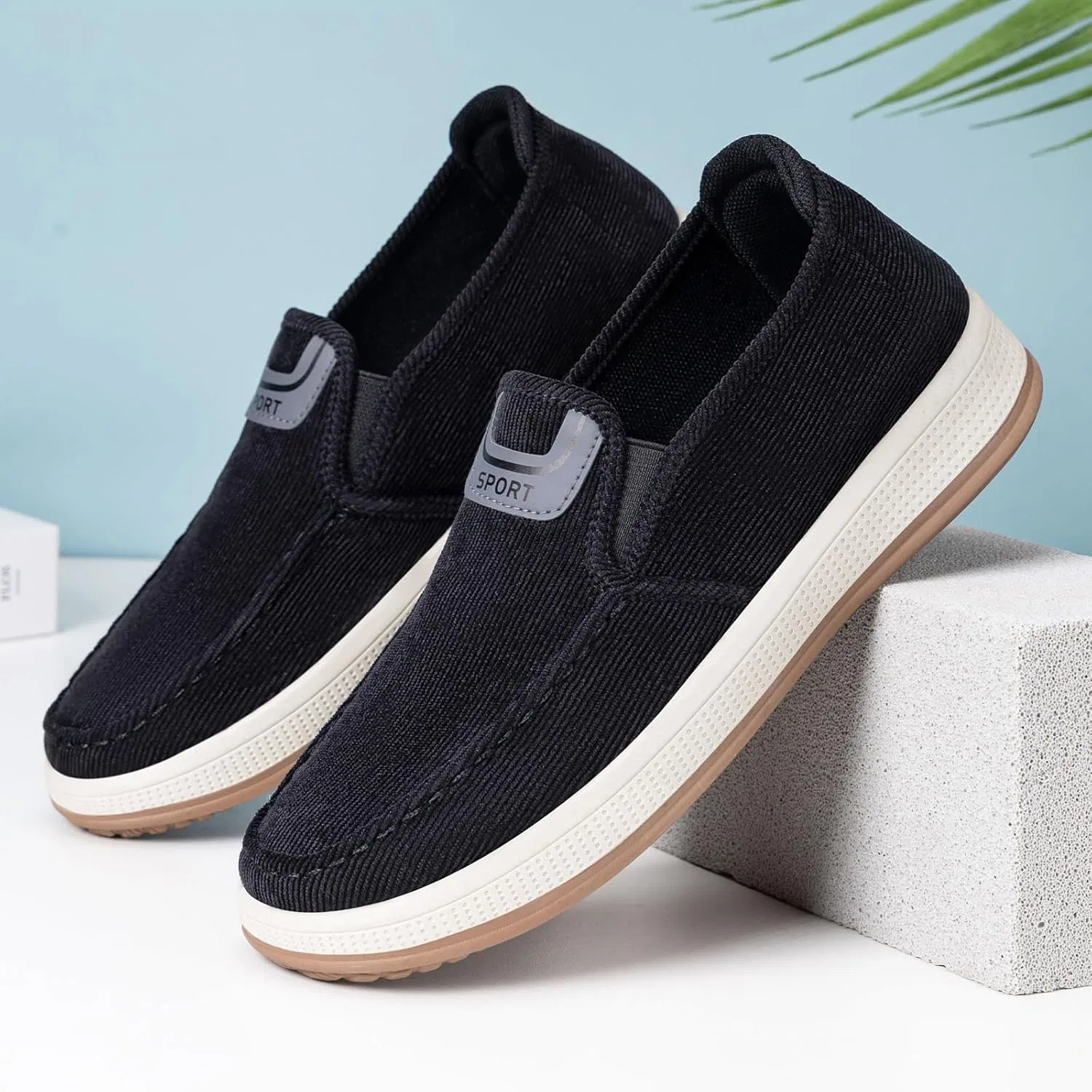 Мужские лоферы slip-on, нескользящие, черные WZNKXFC — фото 4