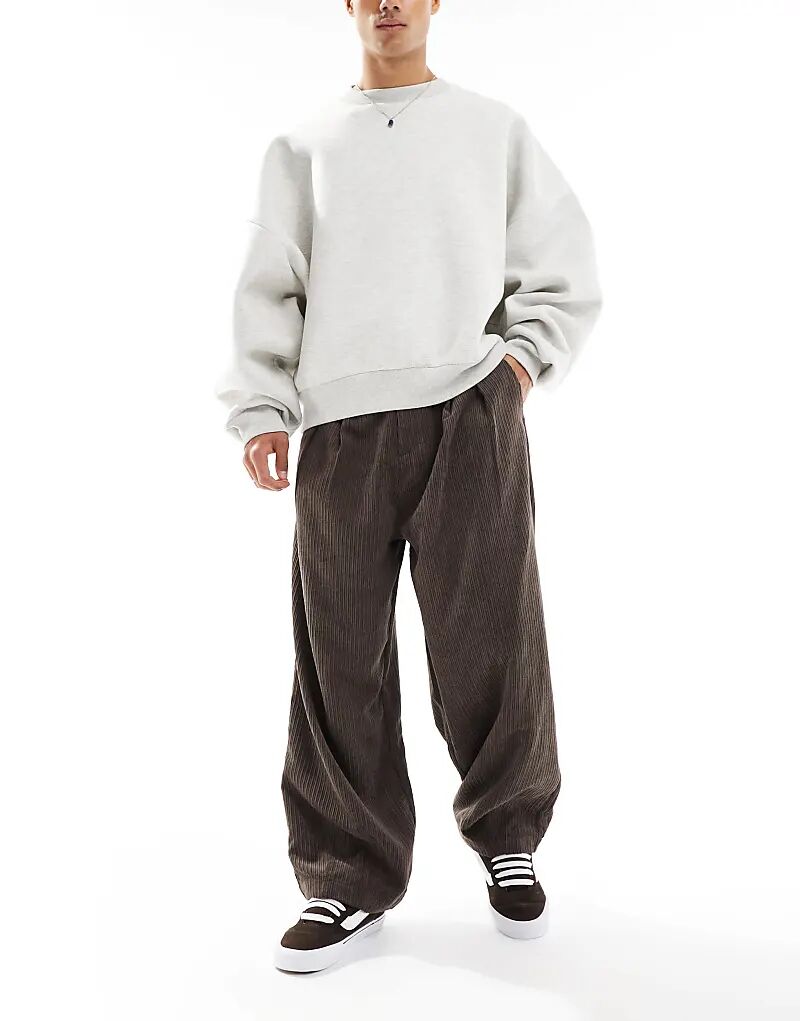 

Свободные мешковатые вельветовые брюки со складками коричневого цвета ASOS DESIGN