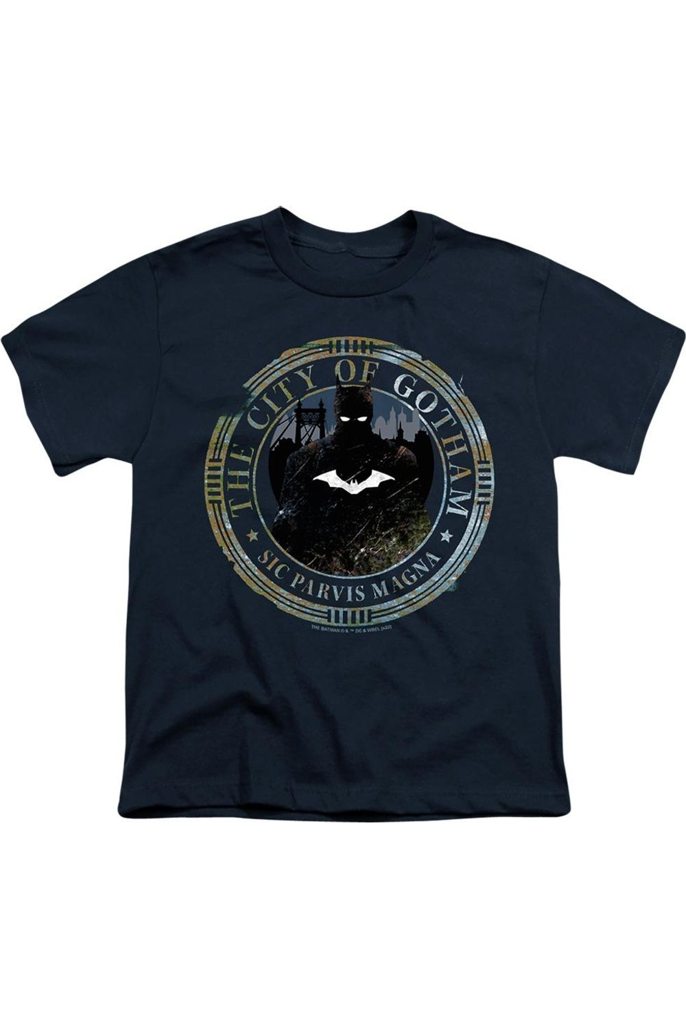 

Футболка с коротким рукавом для детей "The Batman (2022) Gotham Seal" Gildan, темно-синий