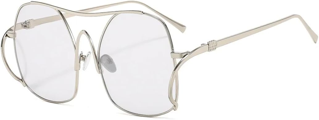 

Роскошные модные солнцезащитные очки овальной формы с градиентным переходом цвета для женщин, с двойной оправой, универсальные, подходят для мужчин, защита от УФ-излучения UV400 UATXTAU, Silvery