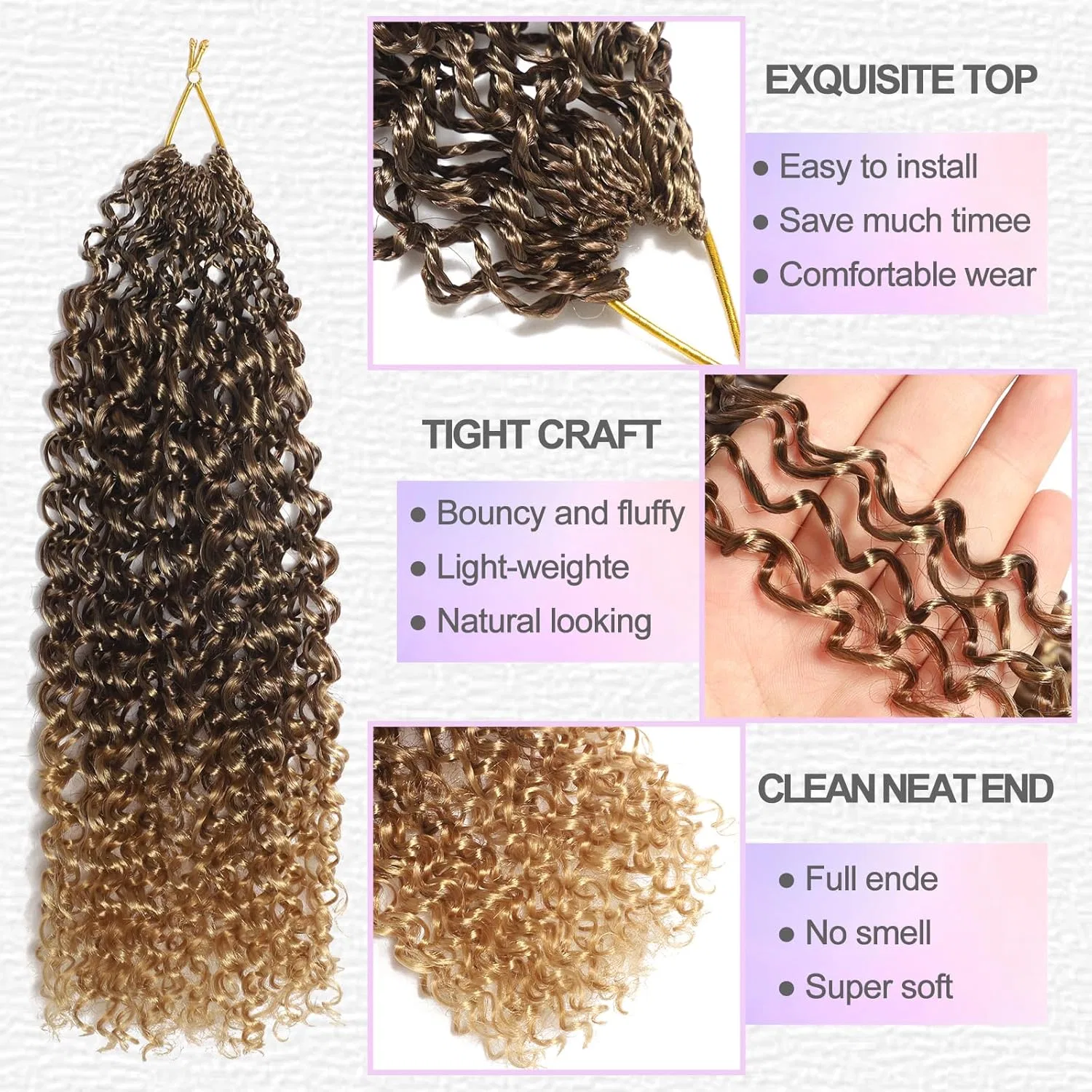 Наращивание волос Micro Kinky Curly Crochet Hair 8 упаковок (16 дюймов) Veeltras — фото 3
