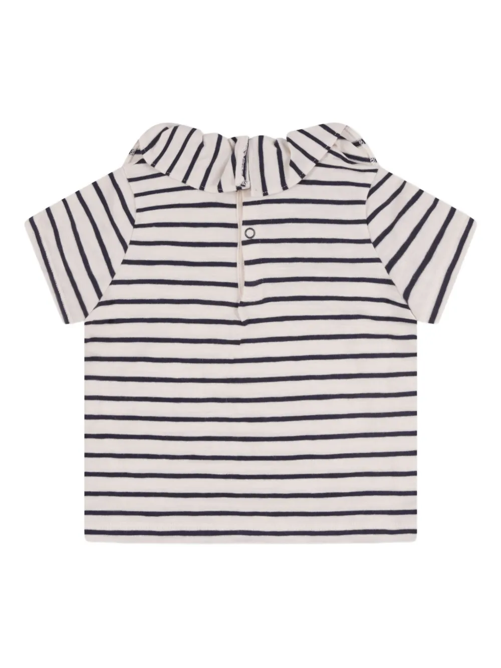 Футболка в полоску с оборчатым воротником Petit Bateau, белый — фото 3