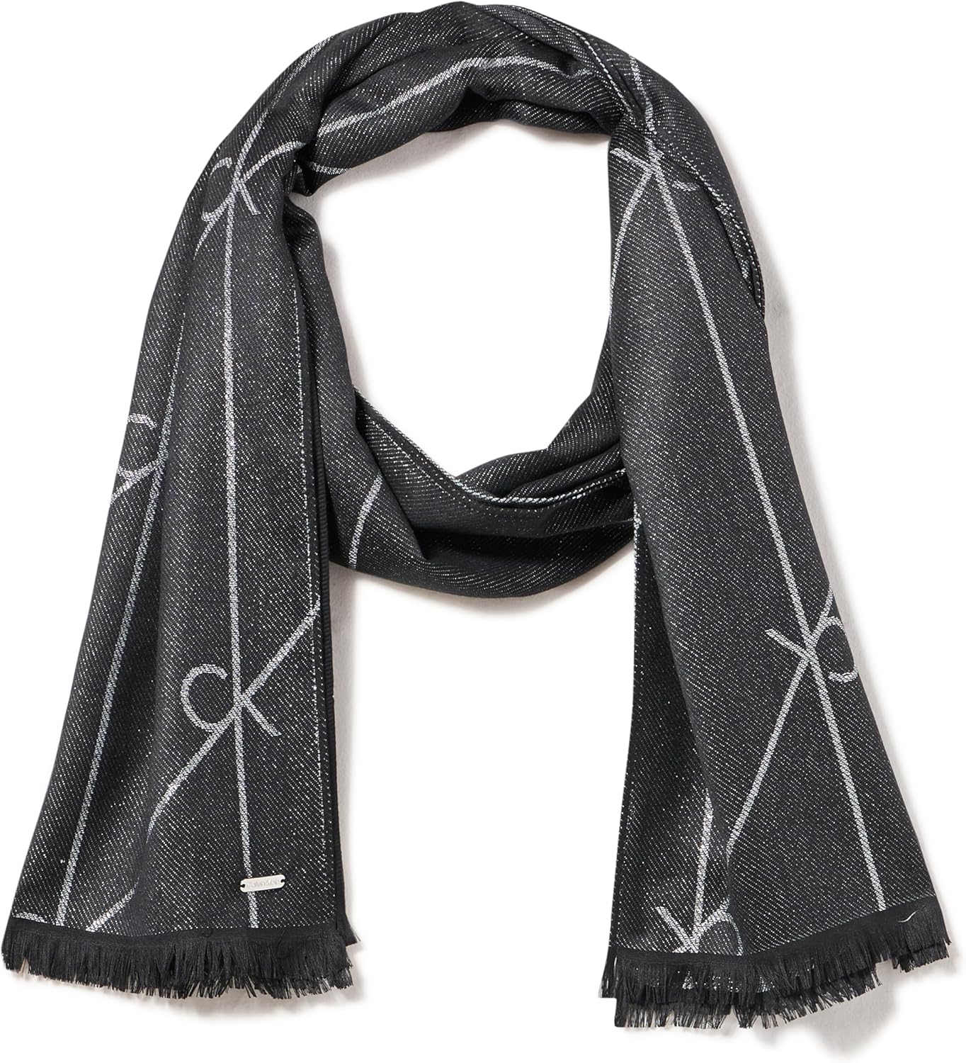 

Женский шарф Calvin Klein с металлическим диагональным логотипом Ck, Black