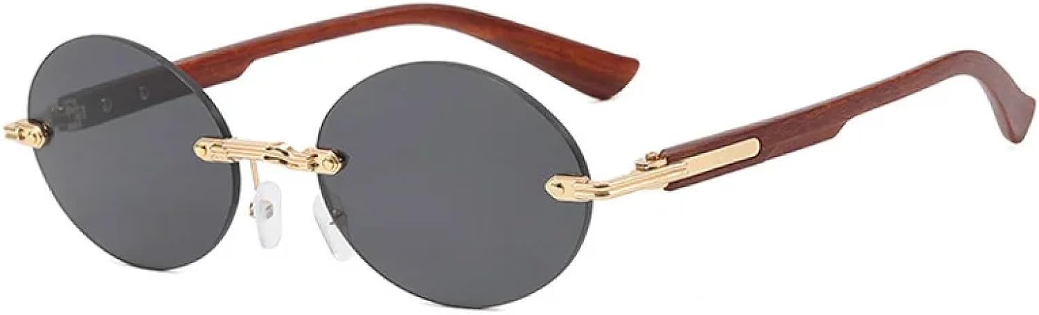 

Роскошные ретро-солнцезащитные очки без оправы с защитой от УФ-излучения, металлические, модные, для мужчин и женщин, для путешествий и активного отдыха HHZZYVY, Gold-black