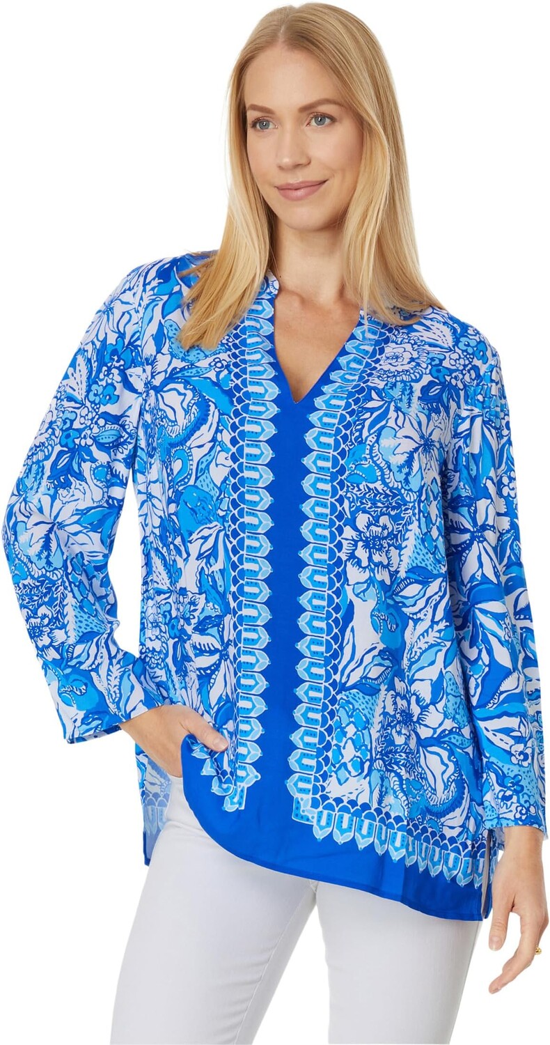 

Туника Луна Бэй Lilly Pulitzer, цвет Blue Tang Flocking Fabulous Engineered Tunic