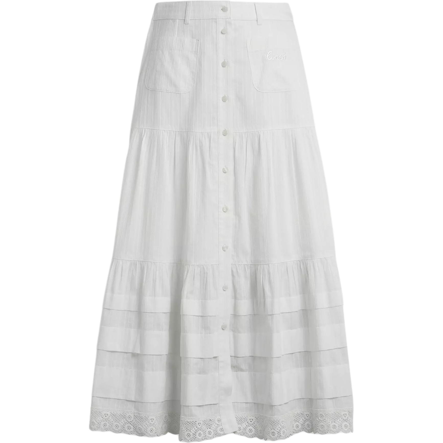 

COACH SS25 Повседневная длинная юбка Women's White