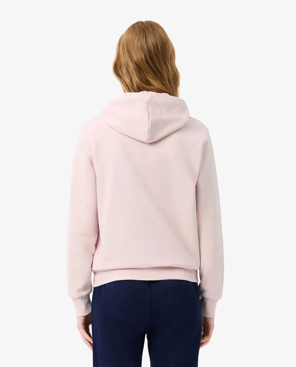 Толстовка женская Lacoste, розовый, капюшон на молнии — фото 3