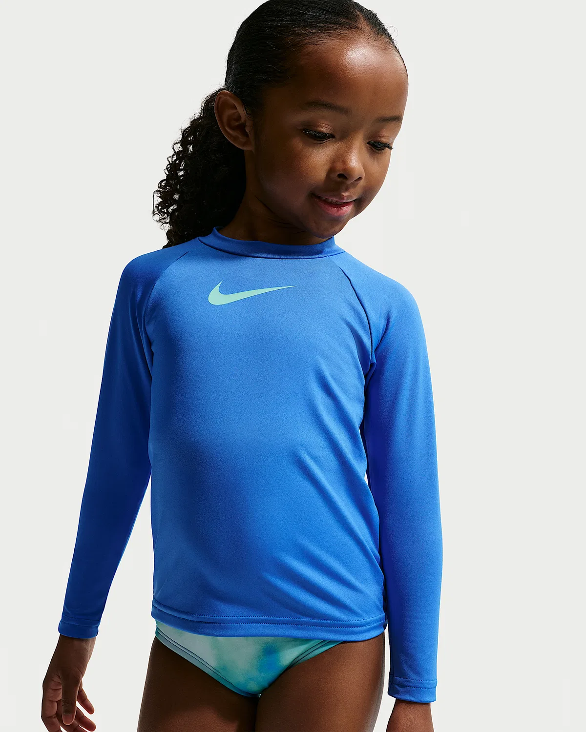Детский (девочки) длинный рукав Hydroguard + Midkini Set Nike Swim, Turquoise/Turquoise — фото 2