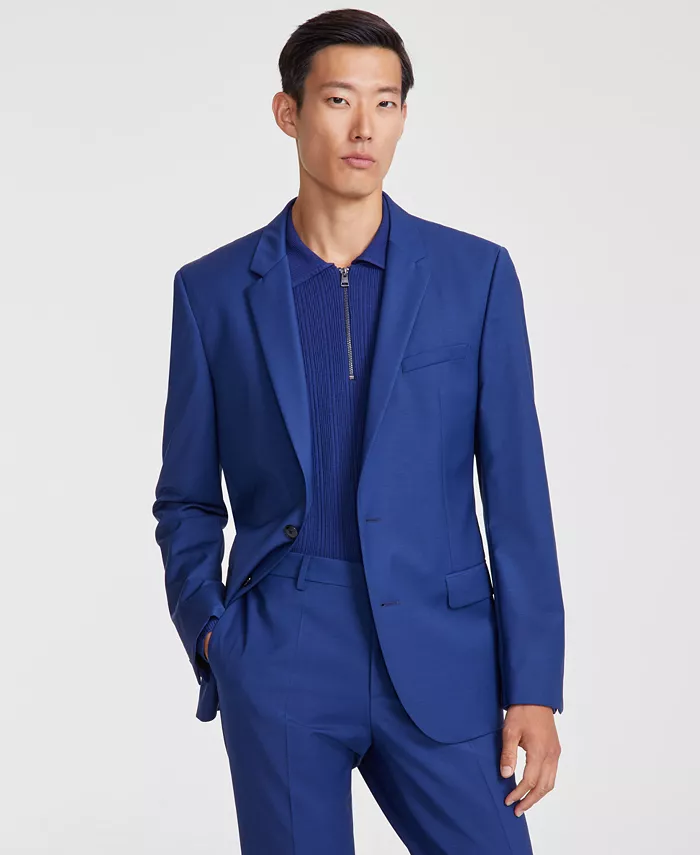 

Мужской приталенный пиджак Superflex Stretch из эластичной ткани Hugo Boss, синий