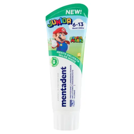 

Зубная паста Junior 6-13 лет Super Mario Delicate Mint 75 мл Mentadent
