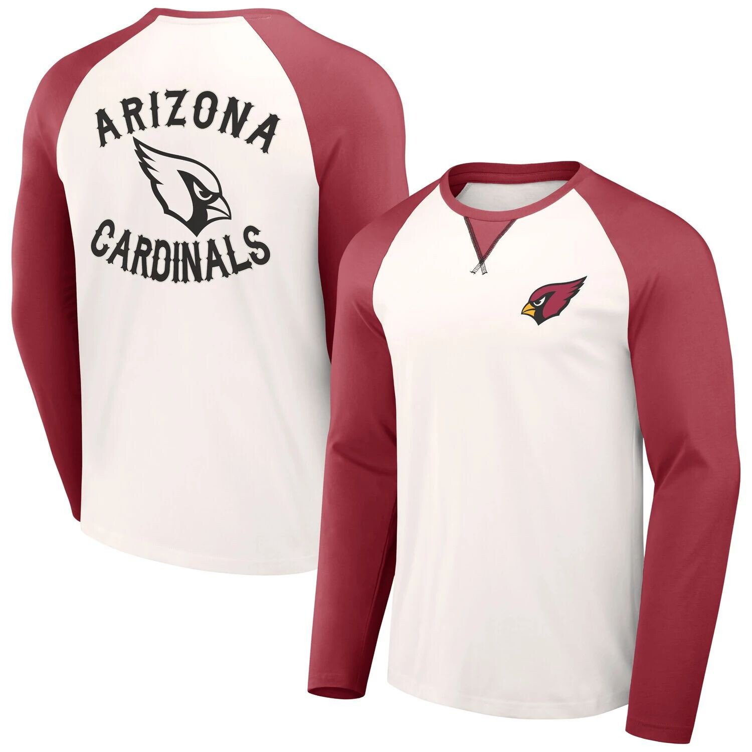 

Мужская футболка NFL x Darius Rucker Collection от Fanatics Cream/Cardinal Arizona Cardinals с длинными рукавами реглан