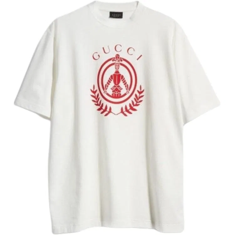 Футболка GUCCI с круглым вырезом, классический крой, белый