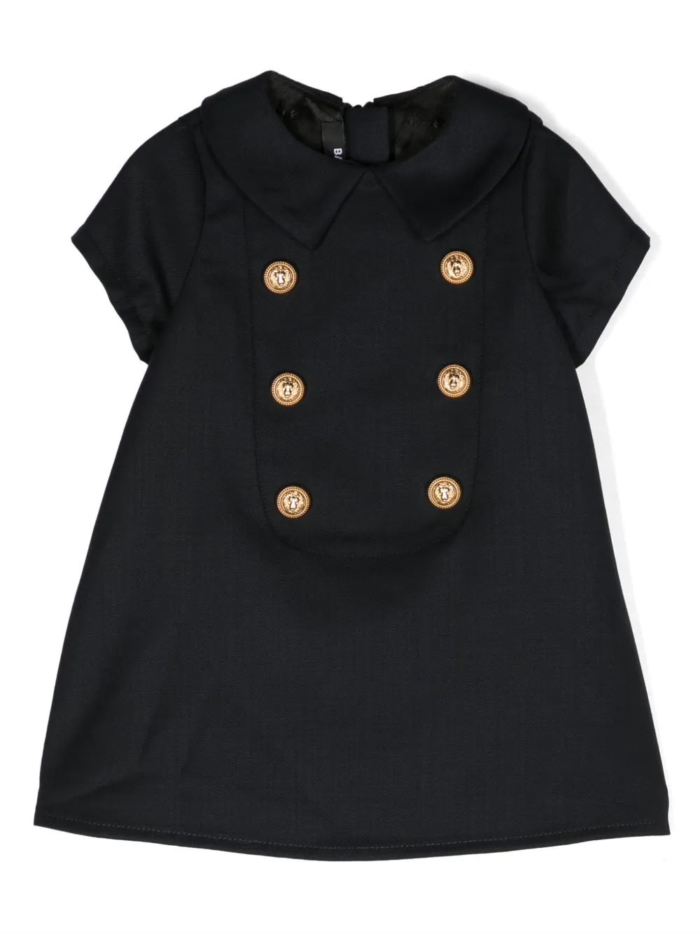 

Двубортное платье-рубашка из вирджинской шерсти Balmain Kids, синий