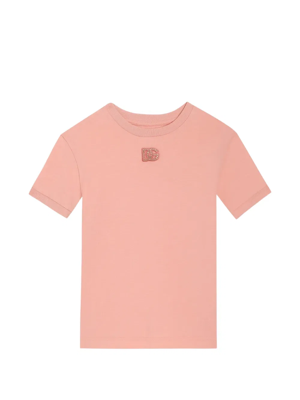 Футболка с логотипом DG и стразами Dolce & Gabbana Kids, розовый