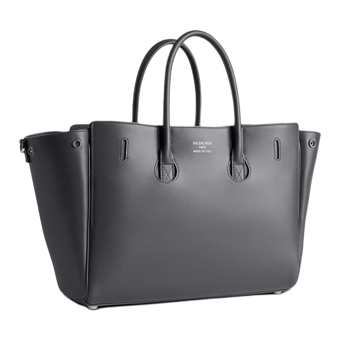 Balenciaga Гладкая кожаная сумка-шоппер маленькая женская серая — фото 4