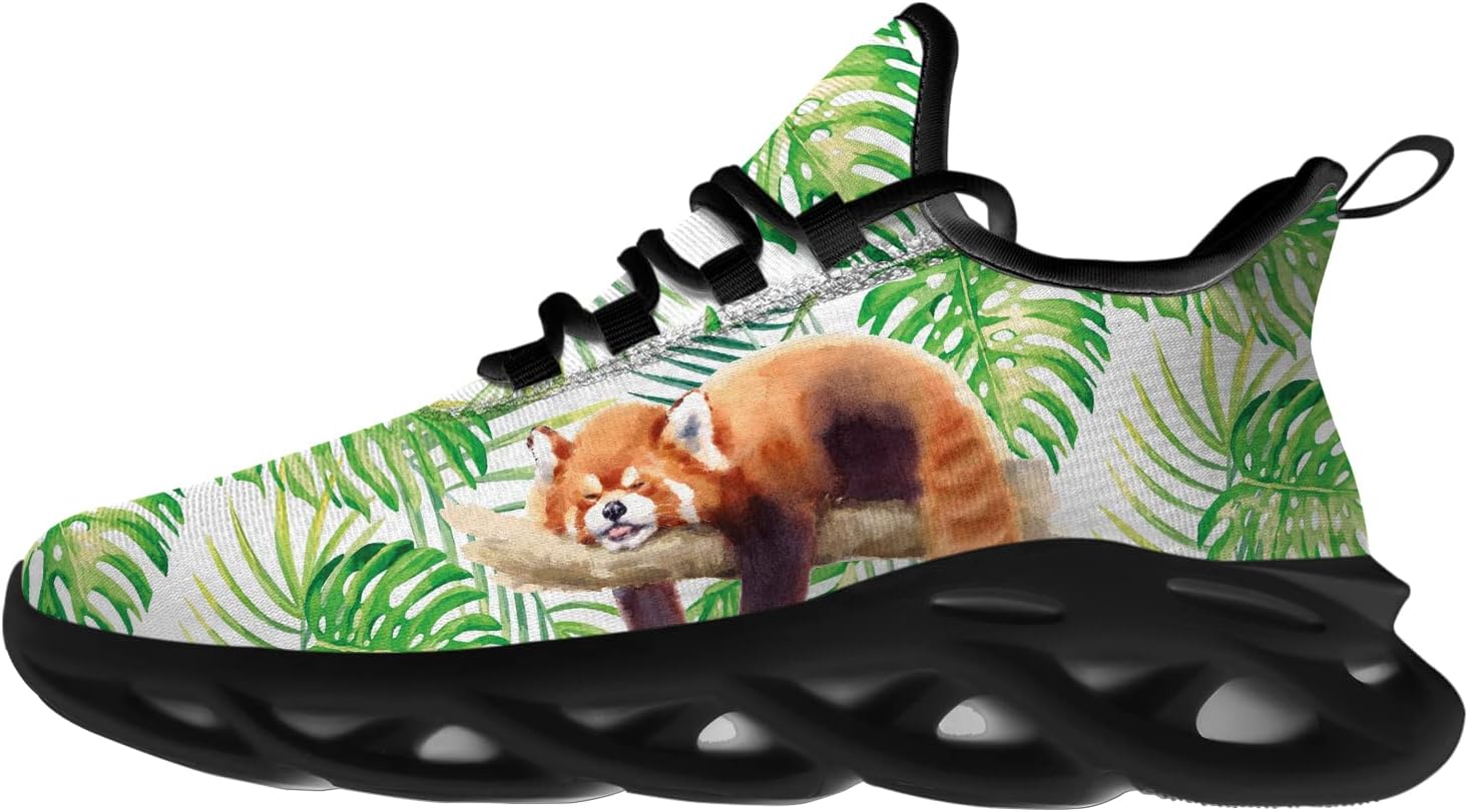 

Кроссовки Red Panda для женщин и мужчин, для бега по дороге, спортивные прогулки, теннис, легкие кеды, обувь с изображением животных, подарок для него и нее Ciadoon, белый/зеленый