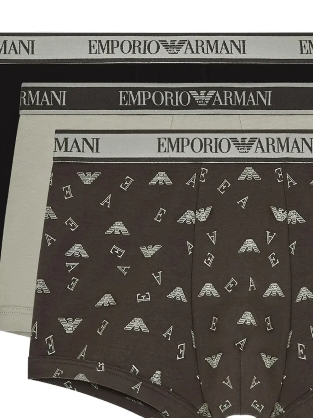 Трусы с фирменным логотипом на поясе (набор из трех) EMPORIO ARMANI, коричневый — фото 2