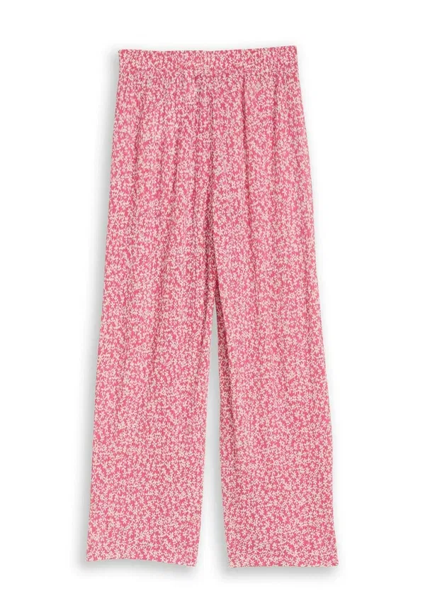 Брюки и чиносы Tom Tailor, модель wide leg hose mit struktur trousers, мелкий розовый цветочный принт — фото 2