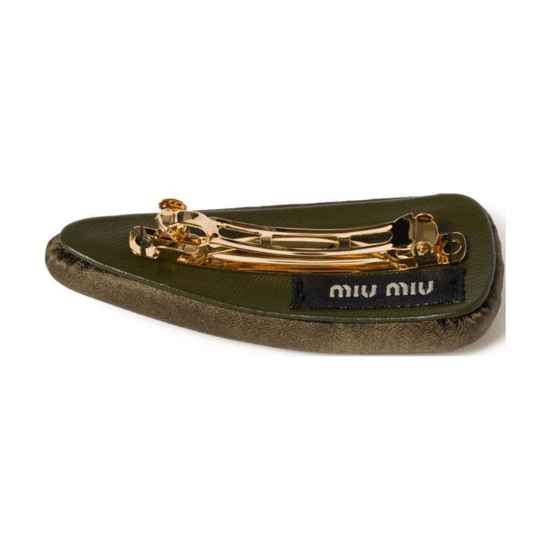 Атласная заколка для волос MIU MIU, оливковый зеленый — фото 2