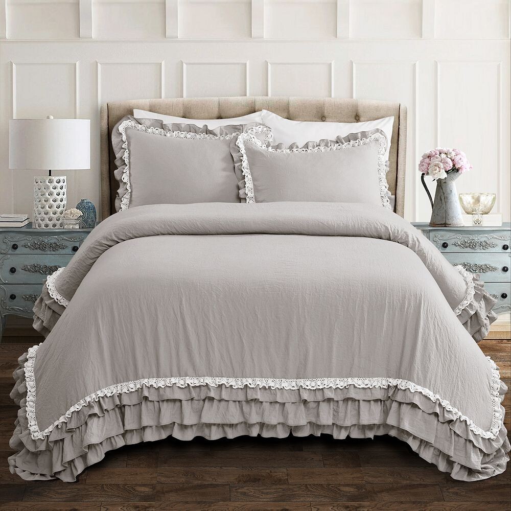 

Комплект кружевного одеяла Lush Decor Ella с рюшами, цвет Light Gray