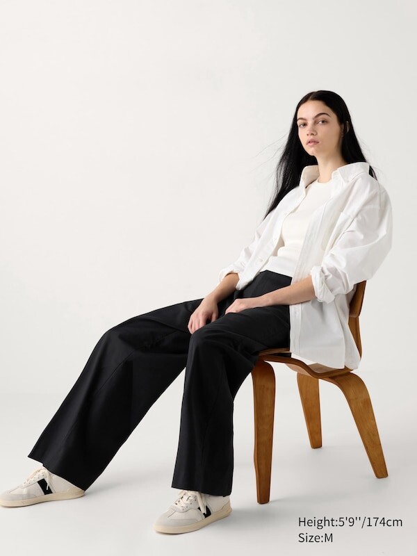 

Широкие брюки-чинос длинные Uniqlo, черный