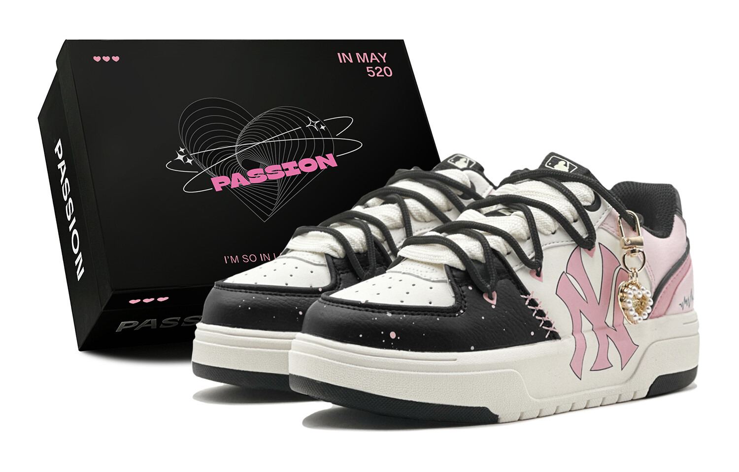 

Кроссовки MLB Chunky Liner Skateboarding Shoes Unisex Low-top Pink, черный