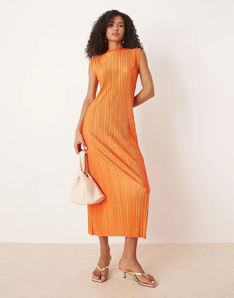 

Платье миди без рукавов ASOS DESIGN плиссированное оранжевого цвета