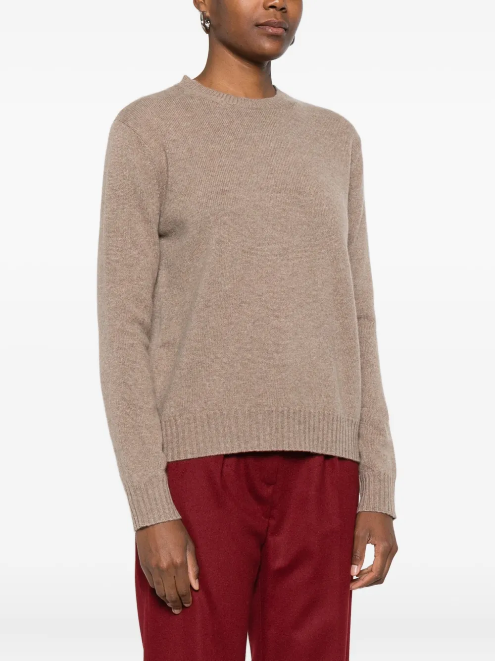 Кашемировый свитер с круглым вырезом Max Mara, коричневый — фото 3