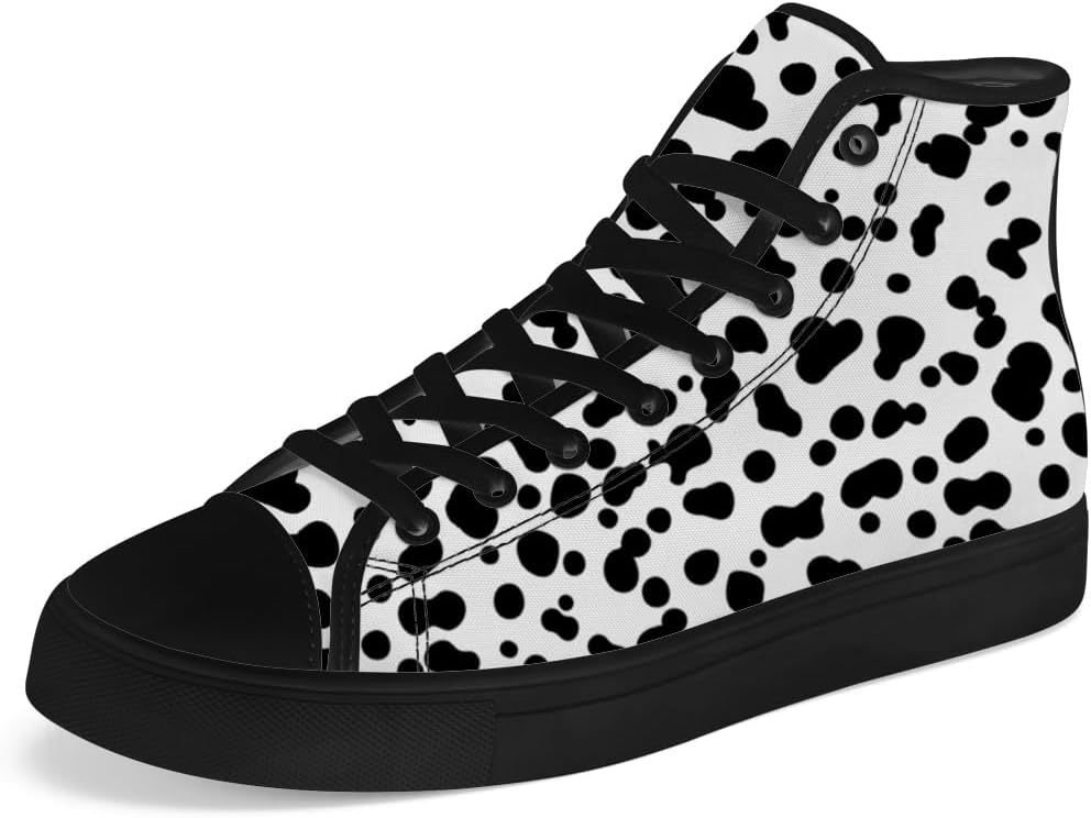 

Мужские и женские кеды chebing с пятнами далматинца Высокие кеды на шнуровке Повседневная обувь с принтом далматинца, белый