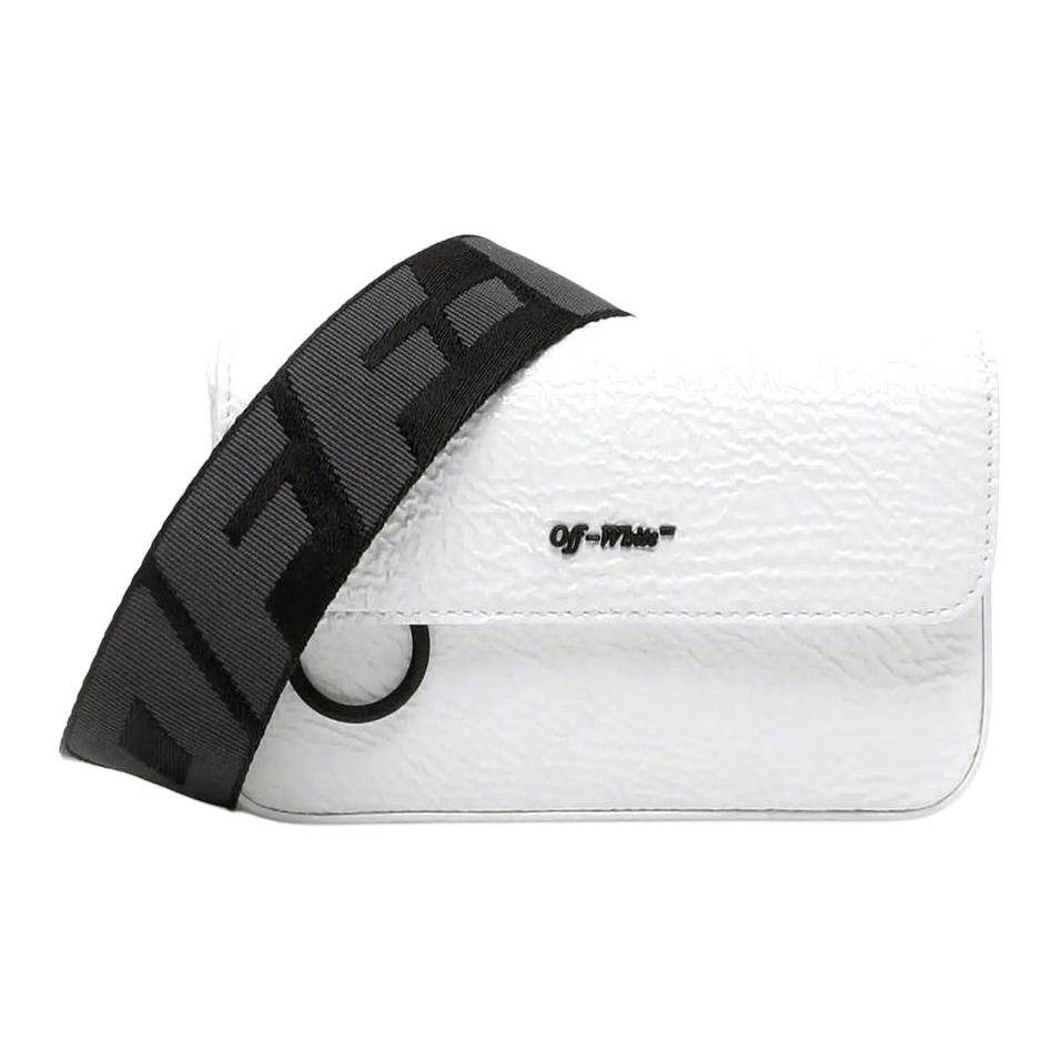 

OFF-WHITE Кожаная наплечная сумка кроссбоди унисекс белая